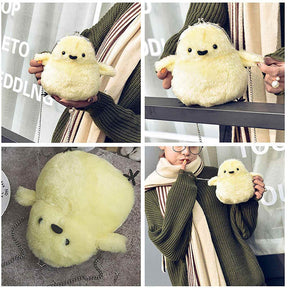 Women Cute Chick Plush Crossbody Bag Chic Small Cell Phone Wallet For Girls-Yellow