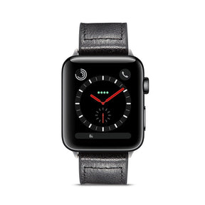 Silicone+Leather Watch Strap For Apple iWatch-Black