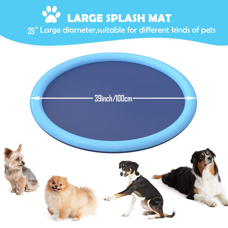 Non-Slip Splash Sprinkler Pad for Dogs Kids Pool Outdoor Play-100cm