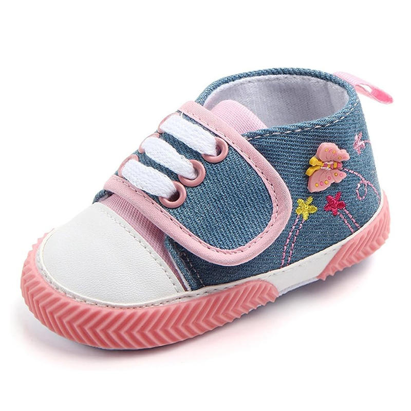 Baby Girls Canvas Sneakers Anti-Slip Lightweight Toddler Walkers-Pink