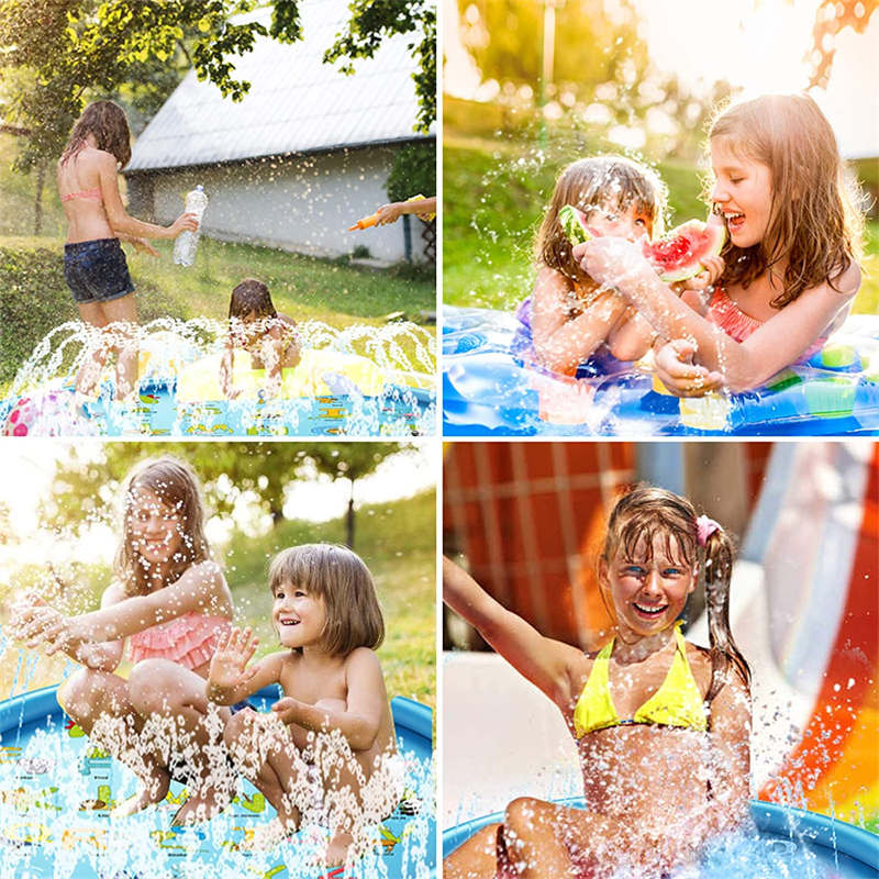 68'' Kids Splash Pad Outdoor Inflatable Water Play Mat for Boys Girls