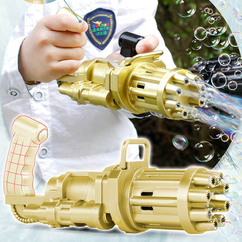 Electric Gatling Bubble Machine Kids Outdoor Toys-Gold