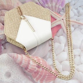 Womens Crossbody Cute Straw Shoulder Bag-White