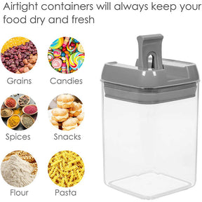 7 Pieces Plastic Food Storage Containers with Easy Lock Lids for Kitchen Pantry Organization and Storage -Gray Lid