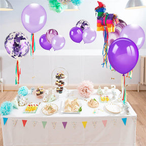 62pcs 12inch Purple Balloons Assorted Latex Purple Confetti White Balloons Garland Arch Kit for Wedding Birthday Graduation Party Decorations