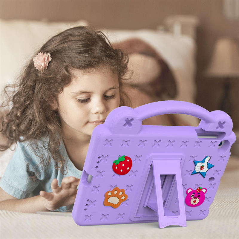 Strawberry Silicone iPad Case Shockproof with Handle for iPad Mini 1/2/3/4/5-LightPurple