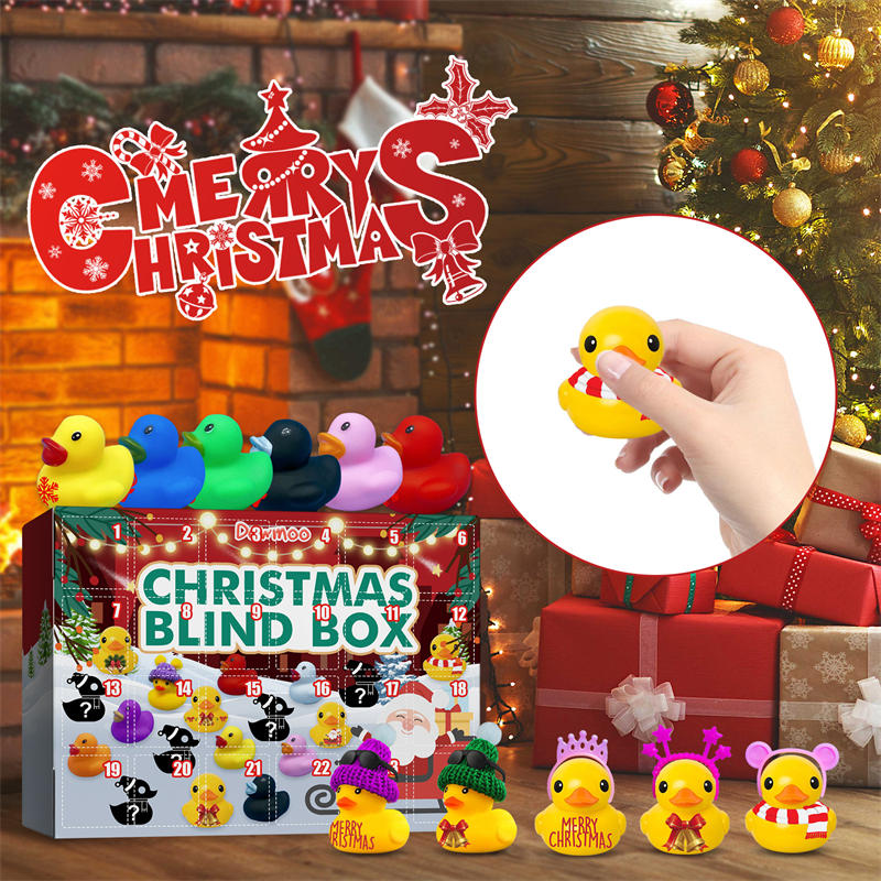 24 Days Christmas Countdown Calendar with 24 Rubber Ducks Toys