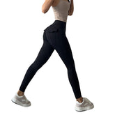 Womens Yoga Pants High Waist Leggings with Pockets for Workout-Black