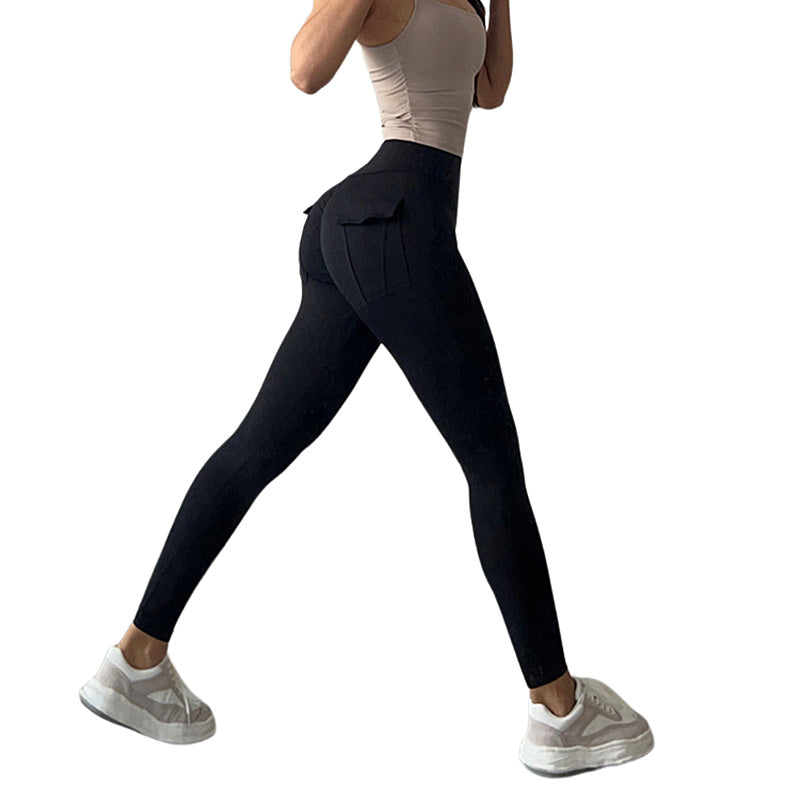 Womens Yoga Pants High Waist Leggings with Pockets for Workout-Black