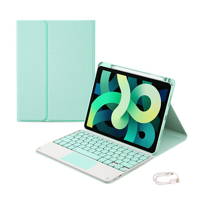 Removable Keyboard Case For iPad Air 4/iPad Air 5/iPad Pro 11 7 Color Backlit with Touch Panel Pen Slot-MintGreen