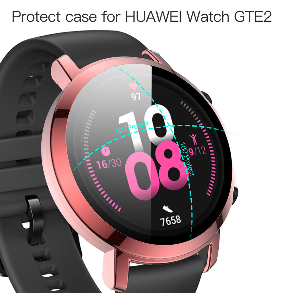 PC + Glass  Full Cover WatchCase For Huawei Watch GT 2 42MM 46MM-Pink