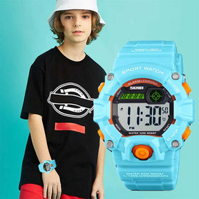 Kids LED Sports Watch Waterproof Digital Electronic Military Wrist Watches-BluePink