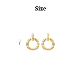 Trendy Circle Drop Earrings Polished Hoop Stud Earrings for Womens