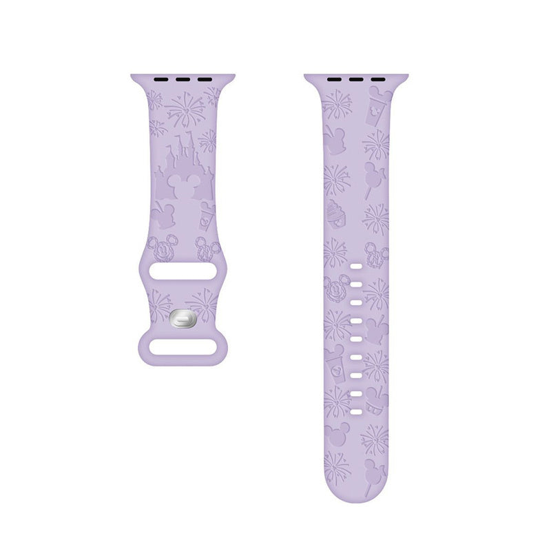 Cartoon Engraved Bands Silicone Castle Pattern for Apple Watch-PurpleB