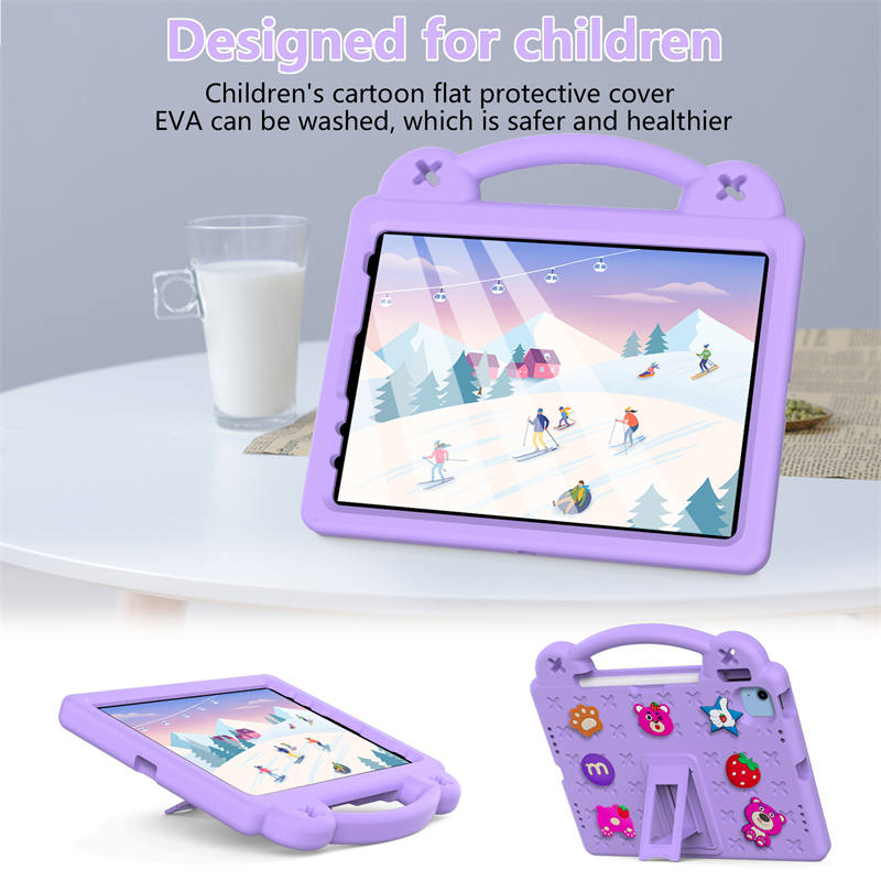 Strawberry iPad Case Shockproof with Handle Shoulder Strap for iPad 10th 2022-LightPurple