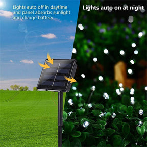 Solar Christmas Lights 72ft 200 LED 8 Modes Solar String Lights Waterproof-White