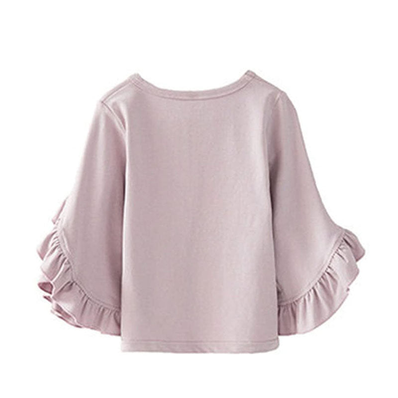 Little Girls Ruffle Bat T Shirt Pullover Autumn Spring Princess Tops-Pink