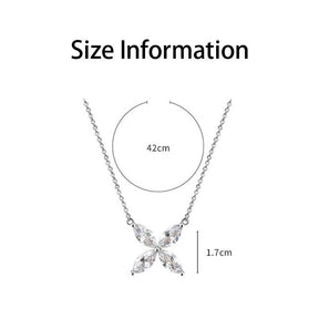 Fashion Petal Fairy Zircon Pendant Necklace-Silver