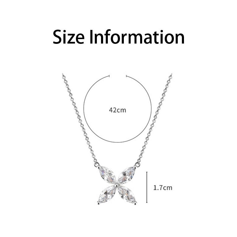 Fashion Petal Fairy Zircon Pendant Necklace-Silver