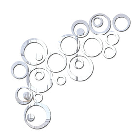 Removable 3D Acrylic Crystal Circles Rings Dots Home Art Decor Wall Stickers-Silver