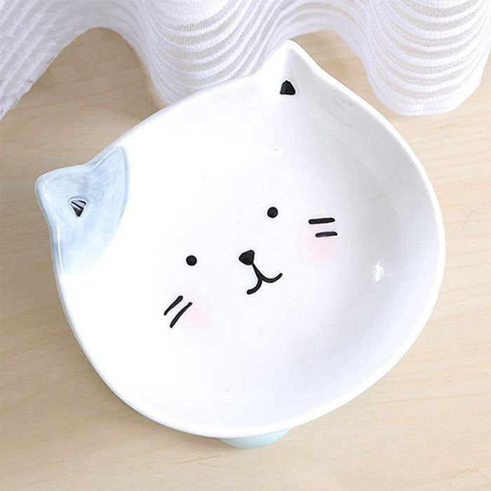 Cute Ceramic Tilted Raised Pet Bowls for Cats and Dogs Backflow Prevention-MintGreen