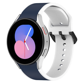 20mm Two Tone Silicone Sports Strap for Samsung Galaxy Watch 5-MidnightBlueWhite