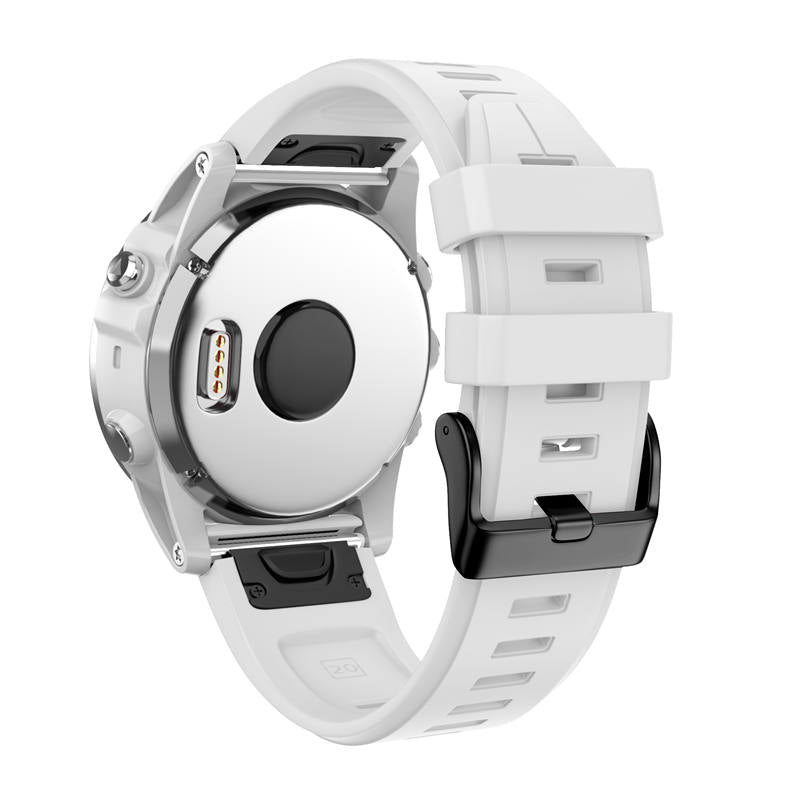 Silicone Replacement Band 20mm Quick Release Easy Fit For Garmin Fenix 5S/5S Plus/6S/6S Pro Smartwatch Black Steel Buckle-White