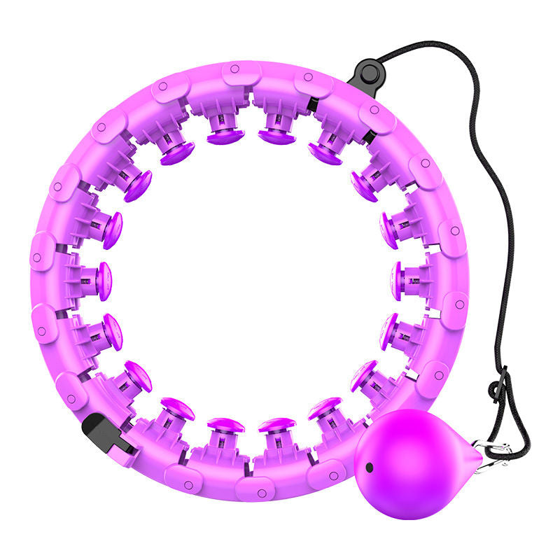 Smart Weighted Hoola Hoop 24 Detachable Knots Adjustable Size Exercise Hoops-Purple
