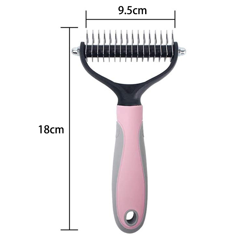 Pet Grooming Undercoat Rake with Two-Side Safe Hair Removal Comb-Pink