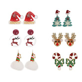 6 Pairs Christmas Earrings Cute Dangle Stud for Womens Holiday Gift