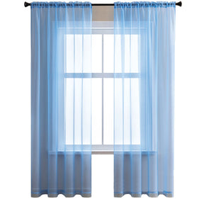 2 Panels Sheer Voile Rod Pocket Elegance Curtains for Living Room Bedroom-23