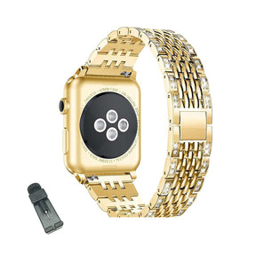 XZZ Stainless Steel Watch Band Quick Release Wristbands for Apple IWatch Series SE/1/2/3/4/5/6 For Women Men-Gold