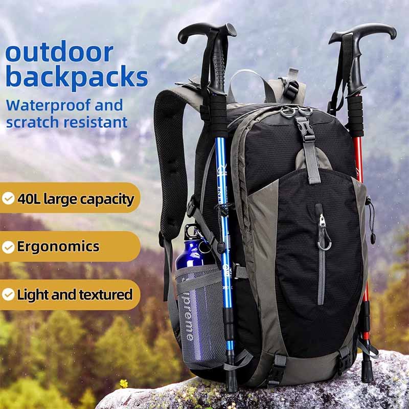 Hiking Backpack 40L Waterproof Lightweight Daypack with Rain Cover-Black