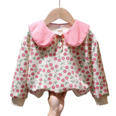 Toddler Girl Sweatshirts Pullover Crew neck Fall Winter Long Sleeve Tops-Pink2