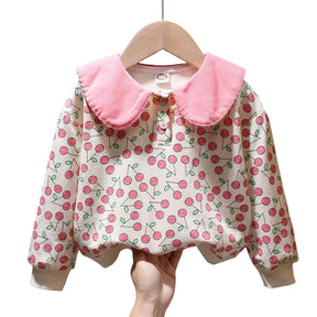 Toddler Girl Sweatshirts Pullover Crew neck Fall Winter Long Sleeve Tops-Pink2