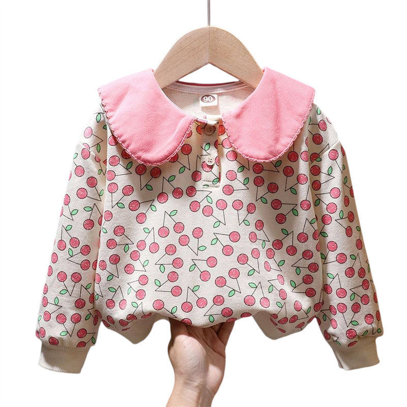 Toddler Girl Sweatshirts Pullover Crew neck Fall Winter Long Sleeve Tops-Pink2