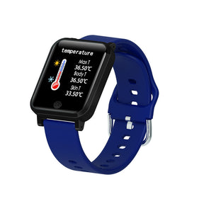 F29 HD Smart Watch with Temperature Heart Rate Blood Oxygen Monitor-Blue