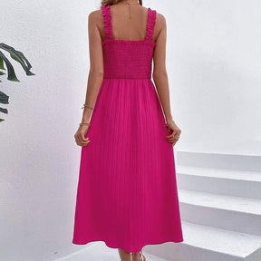 Womens Ribbed Knit Summer Maxi Dresses Square Neck Party Long Dress
