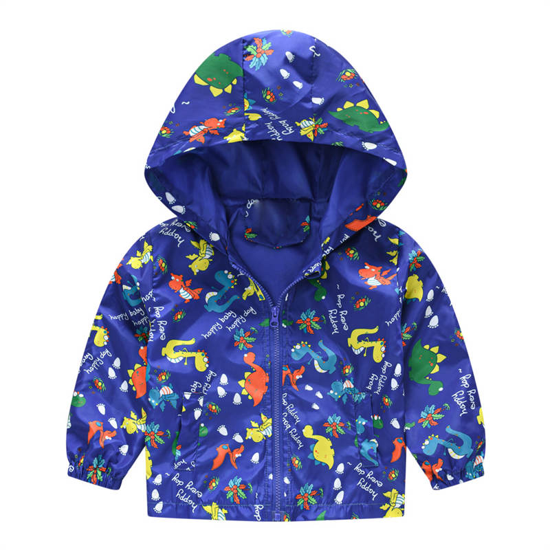 Toddler Boys Girls Cartoon Print Zip Jacket Hooded Trench Kids Casual Coats-25