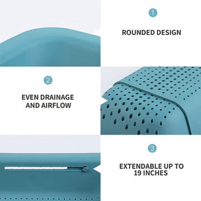 Sink Retractable Strainer Basket for Washing Vegetable Drying Dish-Green