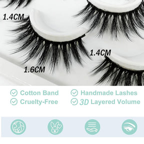 10 Pairs 3D False Eyelashes Reusable Wispy Cat Eye Natural Look Lashes-112