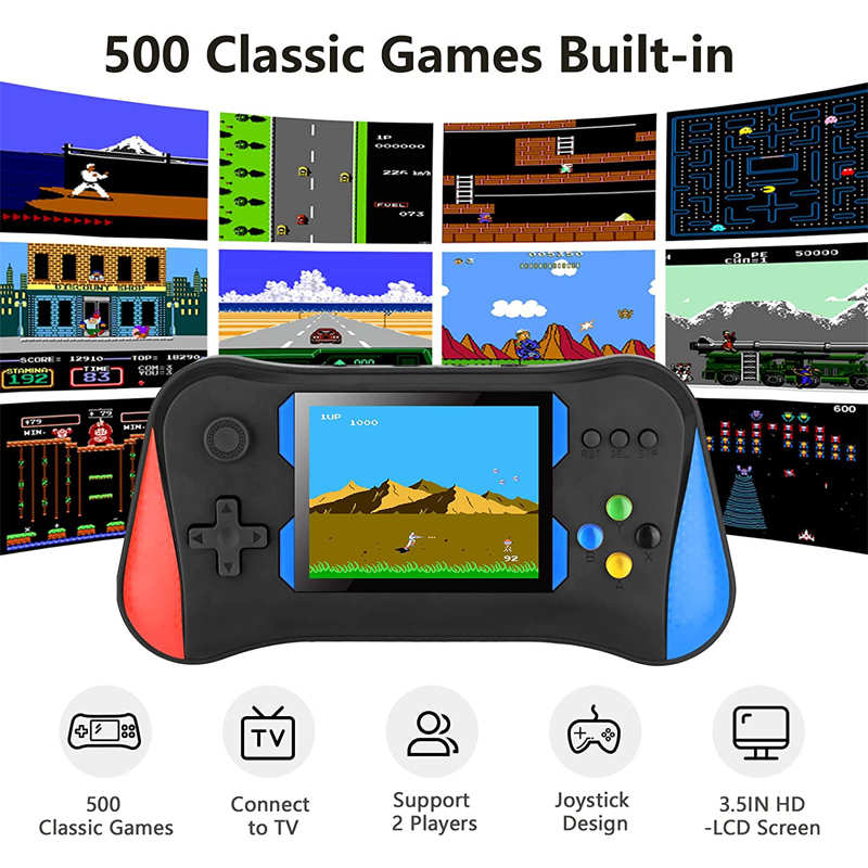 3.5 in Color Screen Handheld Game Console 500 Classic Games Support TV Connection -Red