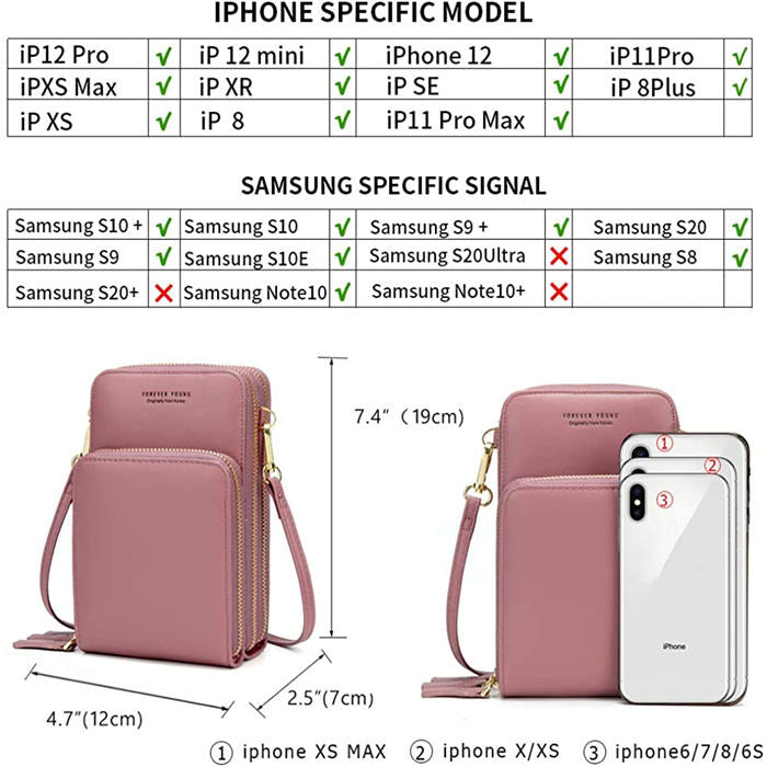 Crossbody Phone Bag for Women Small Shoulder Bag Cell Phone Wallet Purses and Handbags with 14 Credit Card Slots-Pink