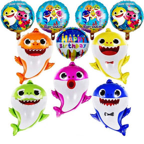 10Pcs 25 inch Cute Shark Balloon Helium Shark Family Balloons for Baby Shark Birthday Part