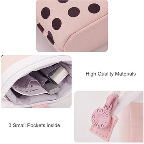 Cute Pen Pencil Telescopic Holder Pop Up Stationery Case Smile Face Dot Organizer -Beige