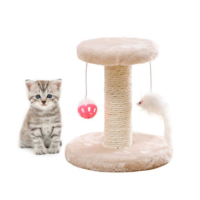 Cat Scratching Post Cat Tree with Sisal Covered Scratching Posts and Platform-White