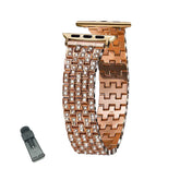 QZ Stainless Steel Bling Watch Band Metal Bracelet Adjustable Wristbands for Apple IWatch Series SE/1/2/3/4/5/6 For Women-Rose Gold