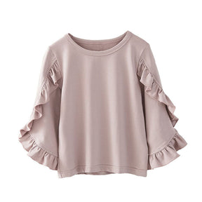 Little Girls Ruffle Bat T Shirt Pullover Autumn Spring Princess Tops-Pink
