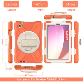 Tablet Case Heavy Duty with Swivel Stand for Lenovo Tab M8 4th Gen-Orange