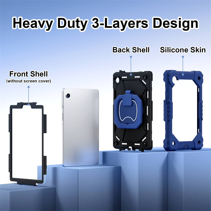 Heavy Duty Silicone Case with S Pen Holder Shoulder Strap for Samsung Tab A9-L